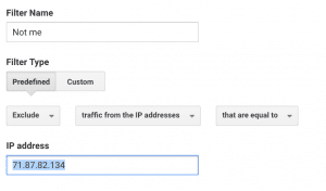 Google Analytics IP address filter