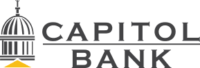 Logo for Capitol Bank featuring a stylized dome resembling a capitol building on the left and the words CAPITOL BANK in bold, uppercase letters to the right.