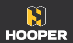 A stylized yellow and black H logo above the bold, white text HOOPER on a dark background.