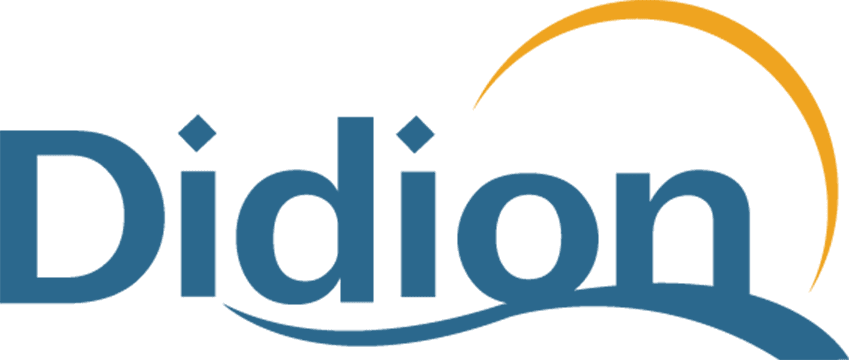 The Didion logo features the word Didion in blue text, with a yellow curved line arching over the o and a blue wave graphic beneath the letters i to n.
